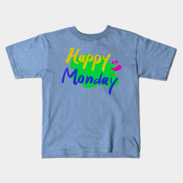 Typography “Happy Monday” Kids T-Shirt by Wilda Khairunnisa